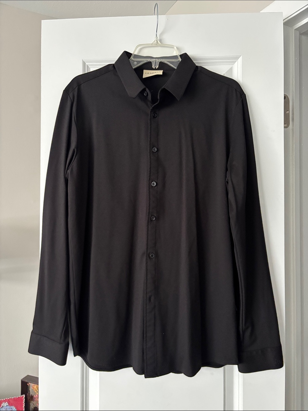 YoungLA Men's Black Long-Sleeve Button-Up Dress Shirt